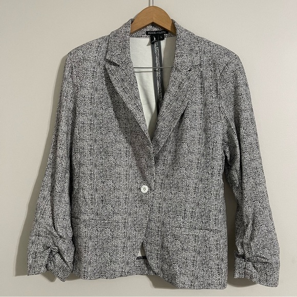 Peace of Cloth One Button Closure Ruched 3/4 Sleeve Welted Pockets jacket large - Picture 1 of 12